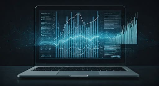 The Carbon Footprint of Your Website a laptop with a graph overtop
